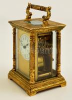 XIX. sz: Francia utazóóra. Porcelán számlappal, réz és üveg tokkal, hibátlan, működő állapotban, kul...