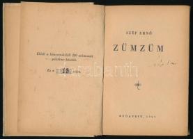 Szép Ernő: Zümzüm. Bp. 1943 (May János Ny.). 119p. Első kiadás! Készült 200 számozott példányban! Ez...