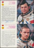 30 szovjet űrhajóst ábrázoló nyomtatvány a képükkel, valamint az élettörténetükkel és küldetésük leí...