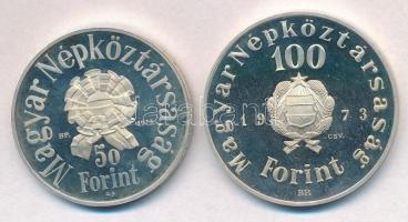 1973. 50Ft Ag + 100Ft Ag "Petőfi" pár T:1(PP) patina 
Adamo EM41, EM42
