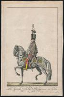 1782 Schütz, Karl: La Garde noble hongroise en Gala. Wien, 1782. Artaria. Magyar nemesi testőrt ábrázoló színezett rézmetszet. / Colored etching. 17x26 cm