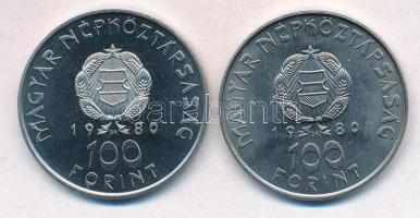 1980. 100Ft "Szovjet-magyar közös űrrepülés" (2xklf) T:PP,BU