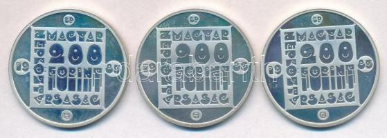 1985. 200Ft Ag "Természetvédelem - Mocsári teknős" + 1985. 200Ft Ag "Természetvédelem...