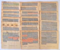 1947. Lisztjegyek 20db leszámolókönyv oldalra ragasztva január-február hónapokból