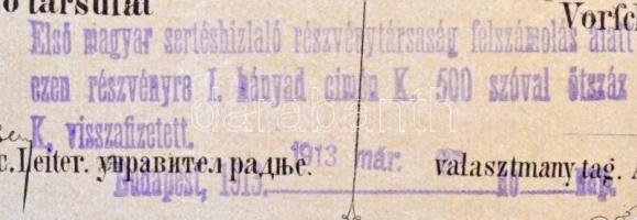 Pest 1871. "Első Magyar Sertéshizlaló és Kölcsön Előlegező Társulat" részvénye 200Ft-ról b...