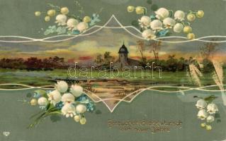 28 db régi virágos üdvözlőlap, néhány litho / 28 pre-1945 flower greeting cards, few lithos