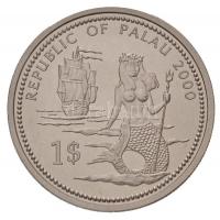 Palau 2000. 1$ Cu-Ni "Tengeri élet védelme - Sellő és hajó" multicolor T:1(PP)
Palau 2000...