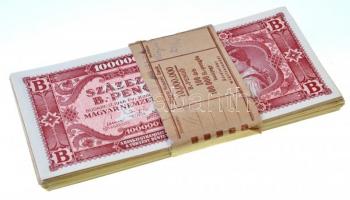 1946. 100.000BP (100x) eredeti, két helyen ragasztott, sérült "Magyar Nemzeti Bank" kötege...