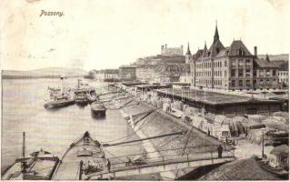 Pozsony, Pressburg, Bratislava; kikötő, gőzhajók / port, steamships (Rb)