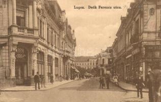 Lugos, Lugoj; Deák Ferenc utca, Corso kávéház, üzletek / street view, café, shops (Rb)