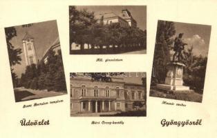 Gyöngyös - 2 db régi városképes lap / 2 pre-1945 town-view postcards