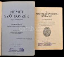 3 db vegyes régi tankönyv: Magyar olvasókönyv, Német szójegyzék, Magyar helyesírás szabályai