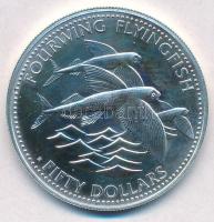 Barbados 1984. 50$ Ag FAO - Négyszárnyú repülőhal T:1 fo. Barbados 1984. 50 Dollars Ag FAO - Fourwing Flyingfish C:UNC spotted Krause KM#42