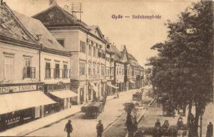 Győr, Széchenyi tér, Sirok Ferenc üzlete, útépítés (fl)