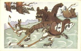 ~1950-1960. 4db-os sporttal kapcsolatos humoros képeslap / ~1950-1960. 4pcs of humorous postcards, s...