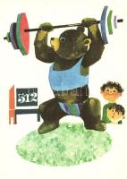 ~1950-1960. 4db-os sporttal kapcsolatos humoros képeslap / ~1950-1960. 4pcs of humorous postcards, s...