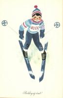 ~1950-1960. 5db síeléssel kapcsolatos motívum lap / ~1950-1960. 5pcs Skiing motive postcards