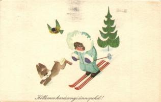 ~1950-1960. 5db síeléssel kapcsolatos motívum lap / ~1950-1960. 5pcs Skiing motive postcards