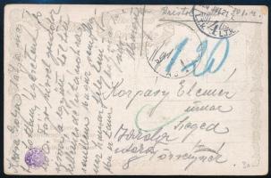 1920 Levelezőlap 1,20K vegyes portózás bélyeghiány miatt