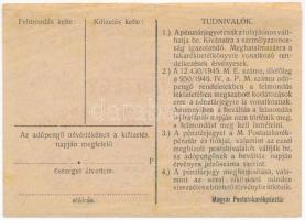 1946. 100.000AP nem kamatozó Pénztárjegy "Másra Át Nem Ruházható", "PARÁD" felül...