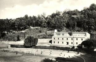 4db MODERN városképes képeslap sportpályák és stadionok: Salgótarján, Hódmezővásárhely, Dunaújváros, Eger / 4 MODERN town-view postcards, Hungarian Sportfields and Stadiums: Salgótarján, Hódmezővásárhely, Dunaújváros, Eger