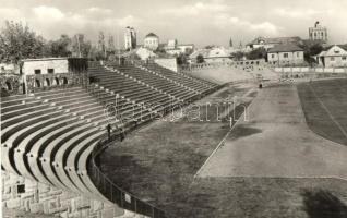 4db MODERN városképes képeslap sportpályák és stadionok: Salgótarján, Hódmezővásárhely, Dunaújváros,...