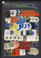 Több példányos főleg modern levélzáró tétel, 968 db levélzáró, vásári és más reklámbélyeg valamint egyéb parafilatélia  8 lapos nagyalakú piros A/4 berakóban