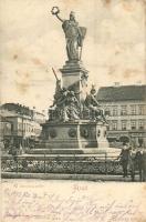 Arad, Vértanú szobor, háttérben Hubert üzlete. Römmler & Jonas kiadása / Martyr statute, shops in the background (fl)