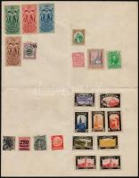 13 régi levélzáró (+néhány bélyeg és okmánybélyeg) papírlapon