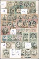 1868-1887 Magyar okmánybélyeg, közte kivágások közepes berakólapon (15.000)