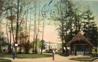 Stubnyafürdő, Stubnianske Teplice; Park részlet Stefánia forrással / park, thermal spring, spa (EK)