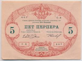 Montenegró 1914. 5P T:II Monenegro 1914. 5 Perpera C:XF Krause 17