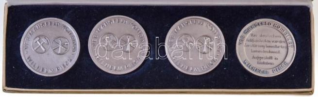 NDK ~1970-1980. "VEB Mansfeld Kombinat" 4xklf ezüstpatinázott emlékérem, eredeti tokban (4...