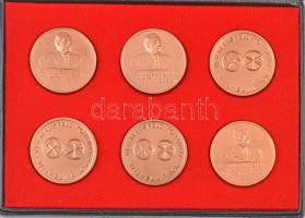 NDK ~1970-1980. "VEB Mansfeld Kombinat" 6xklf ezüstpatinázott emlékérem, eredeti tokban (4...