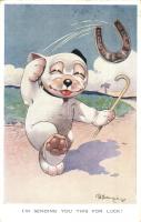 Im sending you this for luck! Bonzo dog, horseshoe. A. R. & Co. 1. B. 1665/2. s: G. E. Studdy