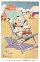 Ive struck a most expensive spot! Bonzo dog at the beach. A. R. & Co. 1. B. 1576. s: G. E. Studdy