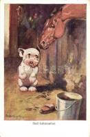 Stall information. Bonzo dog and horse. B. K. W. I. Bonzo-Serie VI/1. s: G. E. Studdy (EK)