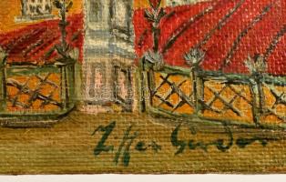 Ziffer jelzéssel: Főtér. Olaj, karton, 32×26 cm