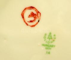 Hollóházi virágmintás porcelán fedeles váza, kézzel festett, hibátlan, jelzett, m: 32,5 cm