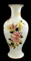 Hollóházi virágmintás porcelán váza, kézzel festett, hibátlan, jelzett, m: 36 cm