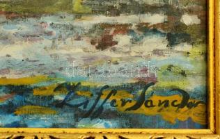 Ziffer jelzéssel: Téli város részlet. Vegyes technika, papír, üvegezett keretben, 39×29 cm