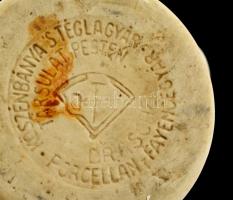 Drasche porcelán patika mozsár törővel, jelzett, kopásnyomokkal, m: 11 cm, d: 11,5 cm, h: 22 cm