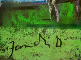 Jándi jelzéssel: Tehenek. Pasztell, papír, üvegezett keretben, 25×34 cm