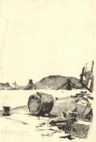 Budapest - 3 db városképes lap a lerombolt városról, romok: Erzsébet híd, Miniszterelnökségi Palota,...