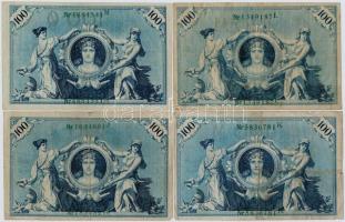 Német Birodalom 1908. 100M (7x) zöld pecsét T:III- tűly.
German Empire 1908. 100 Mark (7x) green se...