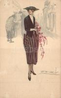 10 db régi olasz és német művészlap, hölgyek / 10 pre-1945 Italian and German art postcards, ladies. Bompard, Mauzen, Folchi