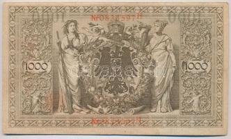 Német Birodalom 1910. 1000M 7 jegyű sorszám T:III- 
German Empire 1910. 1000 Mark 7 digit serial C:...