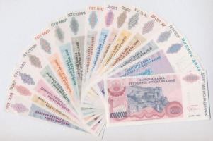 Horvátország / Krajna Szerb Köztársaság 1993. 5000D + 50.000D + 100.000D + 500.000D + 5.000.000D + 1...