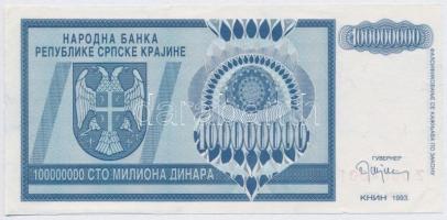 Horvátország / Krajna Szerb Köztársaság 1993. 100.000.000D "Z" sorozat T:I
Croatia / Repu...