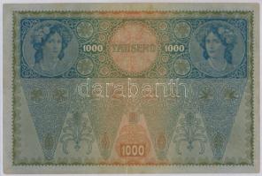 Ausztria 1919. (1902) 1000K, vízszintes "DEUTSCHÖSTERREICH" felülbélyegzéssel, mindkét old...